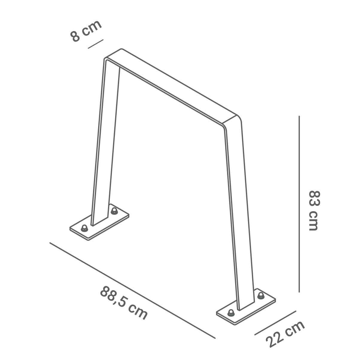 Suport pentru bicicletă Flat - dimensiuni